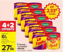 Carrefour Raviolis "lot familial" panzani offre
