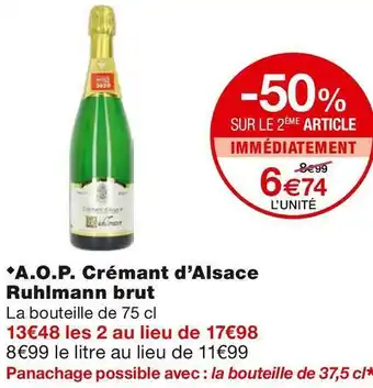 Monoprix Ruhlmann a.o.p. crémant d’alsace brut offre