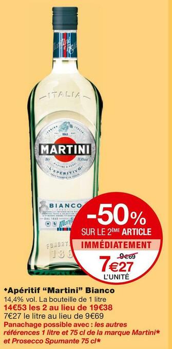 Monoprix Martini apéritif bianco offre
