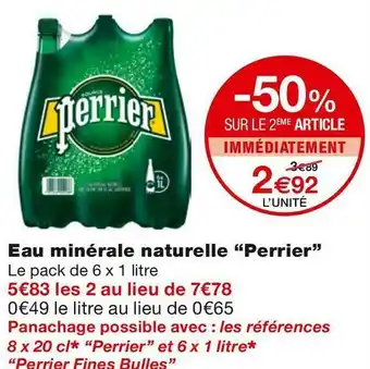 Monoprix Perrier eau minérale naturelle offre