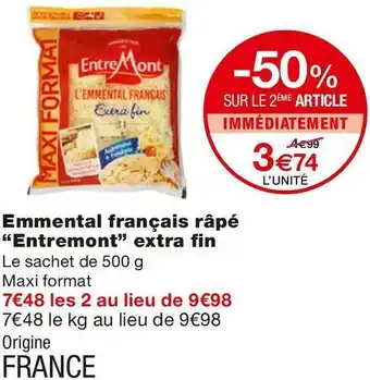 Monoprix Entremont emmental français râpé extra fin offre
