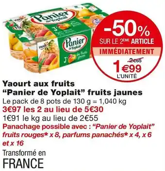 Monoprix Panier de yoplait yaourt aux fruits fruits jaunes offre