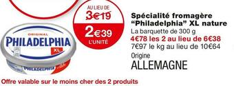 Monoprix Philadelphia spécialité fromagère xl nature offre
