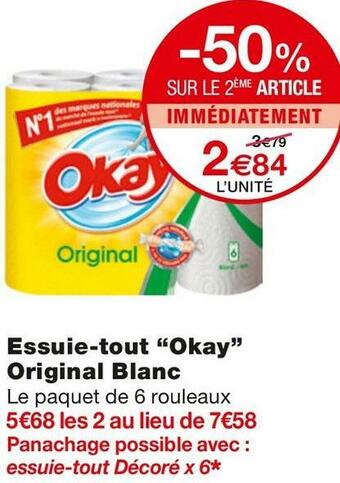 Monoprix Okay essuie-tout original blanc offre