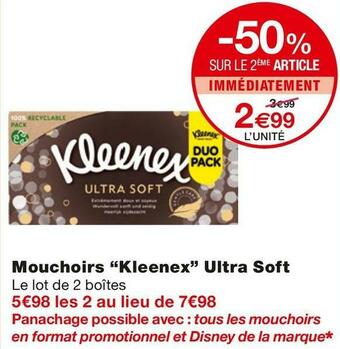 Monoprix Kleenex mouchoirs ultra soft offre