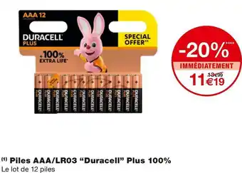Monoprix Duracell piles aaa/lr03 plus 100% offre