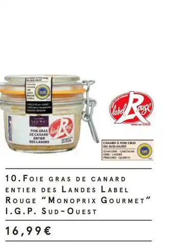 Monoprix Monoprix gourmet foie gras de canard entier des landes label rouge i.g.p. sud-ouest offre