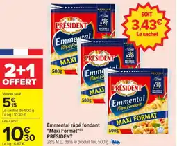 Carrefour Emmental râpé fondant "maxi format" président offre