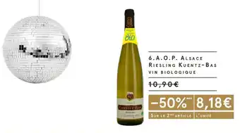 Monoprix A.o.p. alsace riesling kuentz-bas vin biologique offre