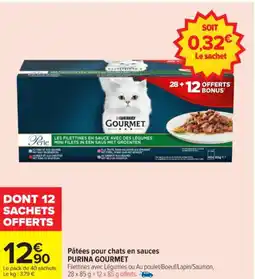 Carrefour Pâtées pour chats en sauces purina gourmet offre