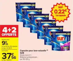 Carrefour Capsules pour lave-vaisselle sun offre