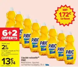 Carrefour Liquide vaisselle PAIC offre