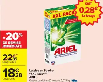 Carrefour Lessive en poudre "xxl pack" ariel offre