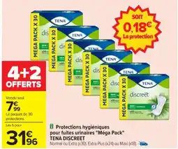 Carrefour Protections hygiéniques pour fuites urinaires "méga pack" tena discreet offre