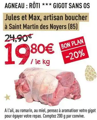 Agneau : rĂŽti gigot sans os