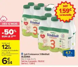 Carrefour Lait croissance 3 blédilait offre