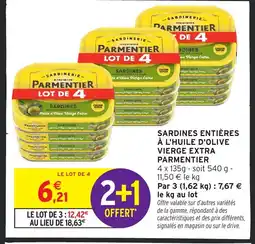 Intermarché Hyper PARMENTIER Sardines entières à l'huile d'olive vierge extra offre