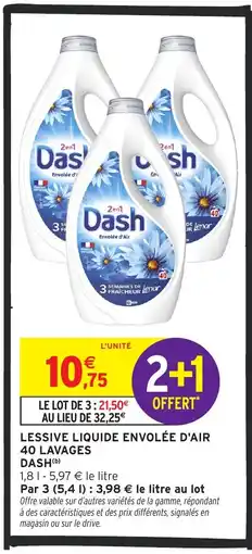 Intermarché Hyper DASH Lessive liquide envolée d'air 40 lavages offre