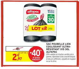 Intermarché Hyper ALFAPAC Sac poubelle lien coulissant ultra- résistant x15 offre