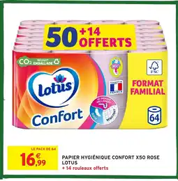 Intermarché Hyper LOTUS Papier hygiénique confort x50 rose offre
