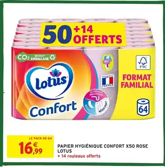 Intermarché Hyper LOTUS Papier hygiénique confort x50 rose offre
