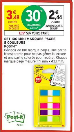 Intermarché Hyper POST-IT Set 100 mini marques pages 5 couleurs offre