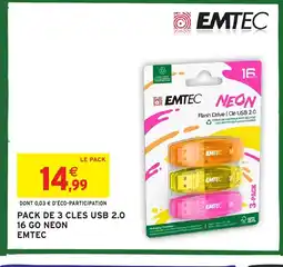 Intermarché Hyper EMTEC Pack de 3 cles usb 2.0 offre