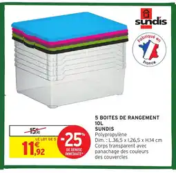 Intermarché Hyper SUNDIS 5 boites de rangement offre