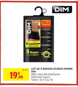 Intermarché Hyper DIM Lot de 5 boxers ecodim homme offre