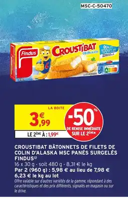 Intermarché Hyper FINDUS Croustibat bâtonnets de filets de colin d'alaska msc panés surgelés offre
