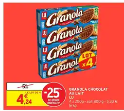 Intermarché Hyper LU Granola chocolat au lait offre