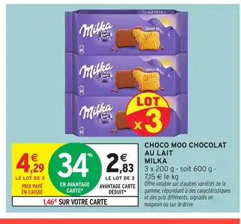 Intermarché Hyper MILKA Choco moo chocolat au lait offre