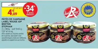 Intermarché Hyper STEPHAN Pâtés de campagne label rouge igp breton offre