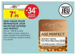 Intermarché Hyper Soin visage riche réparateur jour nutrition intense age perfect offre