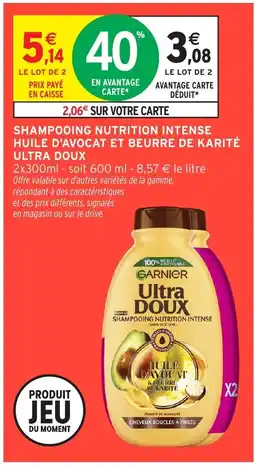 Intermarché Hyper ULTRA DOUX Shampooing nutrition intense huile d'avocat et beurre de karité offre
