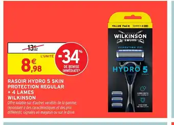 Intermarché Hyper WILKINSON Rasoir hydro 5 skin protection regular + 4 lames offre