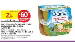 Intermarché Hyper NATURNES Plat pour bébé haricots verts, dindonneau dès 6 mois offre