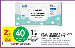 Intermarché Hyper CORINE DE FARME Lingettes fresh & natural peaux sensibles x70 offre
