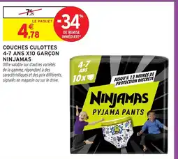 Intermarché Hyper NINJAMAS Couches culottes 4-7 ans x10 garçon offre