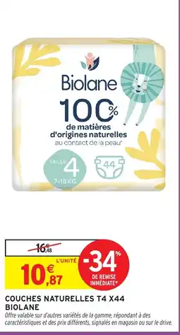 Intermarché Hyper BIOLANE Couches naturelles t4 x44 offre