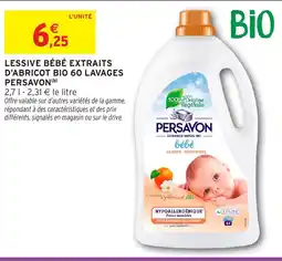 Intermarché Hyper PERSAVON Lessive bébé extraits d'abricot bio 60 lavages offre