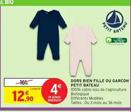 Intermarché Hyper PETIT BATEAU Dors bien fille ou garcon offre