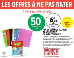 Intermarché Hyper CLAIREFONTAINE Kit essentiel papier classement offre