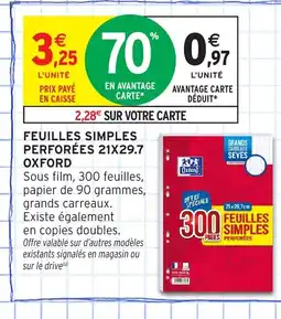 Intermarché Hyper OXFORD Feuilles simples perforées offre