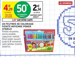 Intermarché Hyper STABILO 24 Feutres de coloriage pointe moyenne power offre