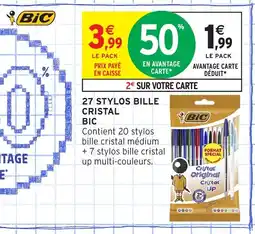 Intermarché Hyper BIC 27 Stylos bille cristal offre