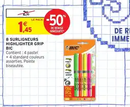 Intermarché Hyper BIC 8 Surligneurs highlighter grip offre
