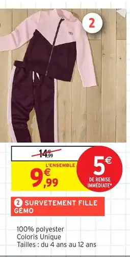 Intermarché Hyper GÉMO Survetement fille offre