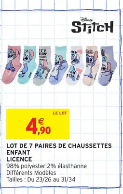 Intermarché Hyper Lot de 7 paires de chaussettes enfant offre