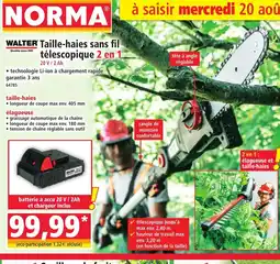 Norma WALTER Taille-haies sans fil télescopique 2 en 1 offre